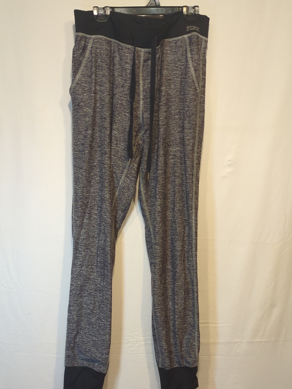 PINK Victoria's Secret Women's Gray Marled Joggers with Black Waistband